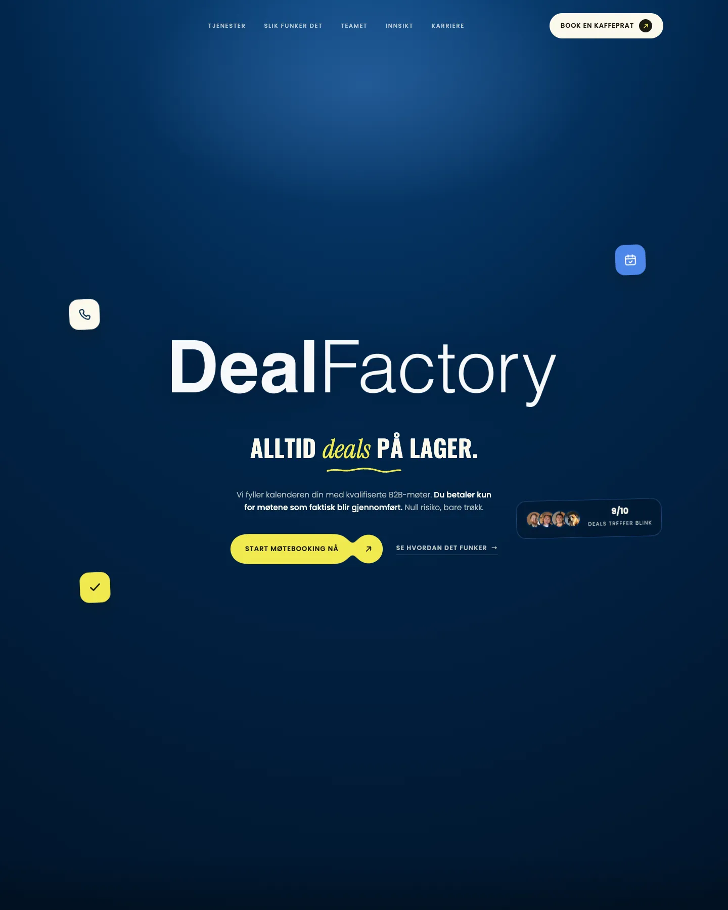 DealFactory – nettsiden på desktop