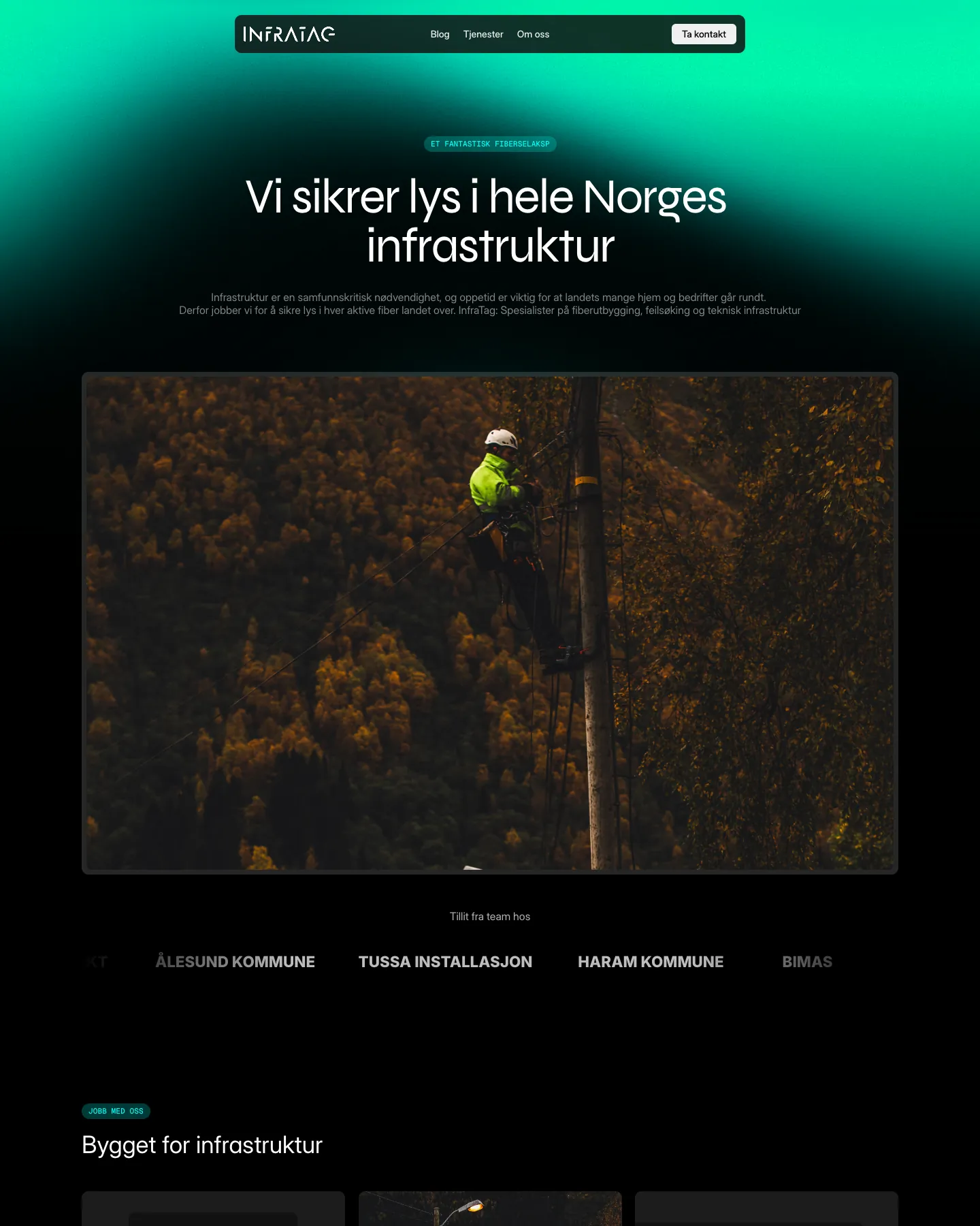 Infratag – nettsiden på desktop