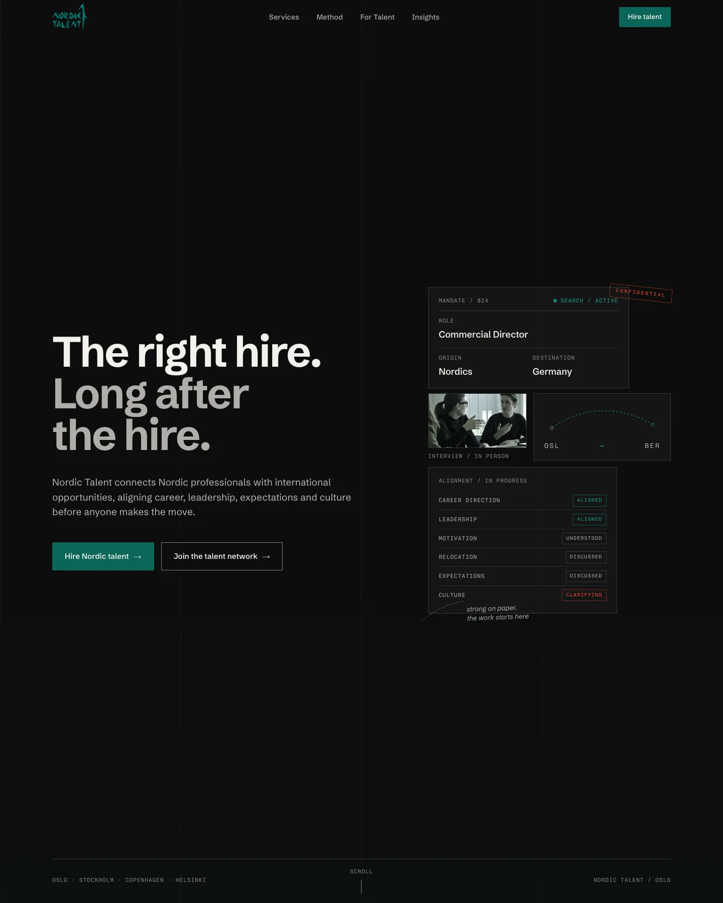 Nordic Talent – nettsiden på desktop