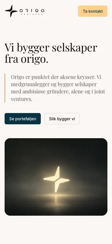 Origo Ventures, nettsiden på mobil